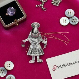 Vintage Sterling Silver Lady Brooch Pin - Unique Mexican Figural Art!